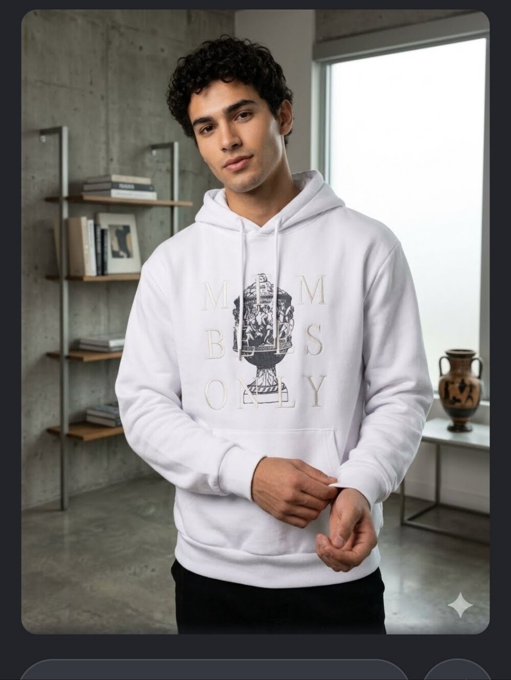 Members Only White Crewneck Graphic Hoodie - Picture 8 of 8